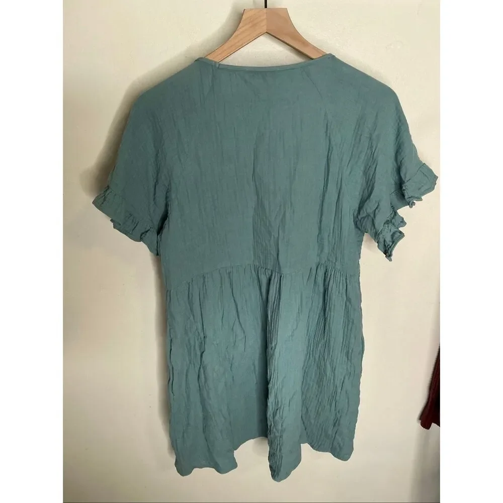Madewell Ruffle Sleeve Easy Minidress | Green in Small